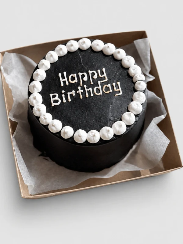 Бенто - торт "Happy Birthday шоколадный с белой каймой"